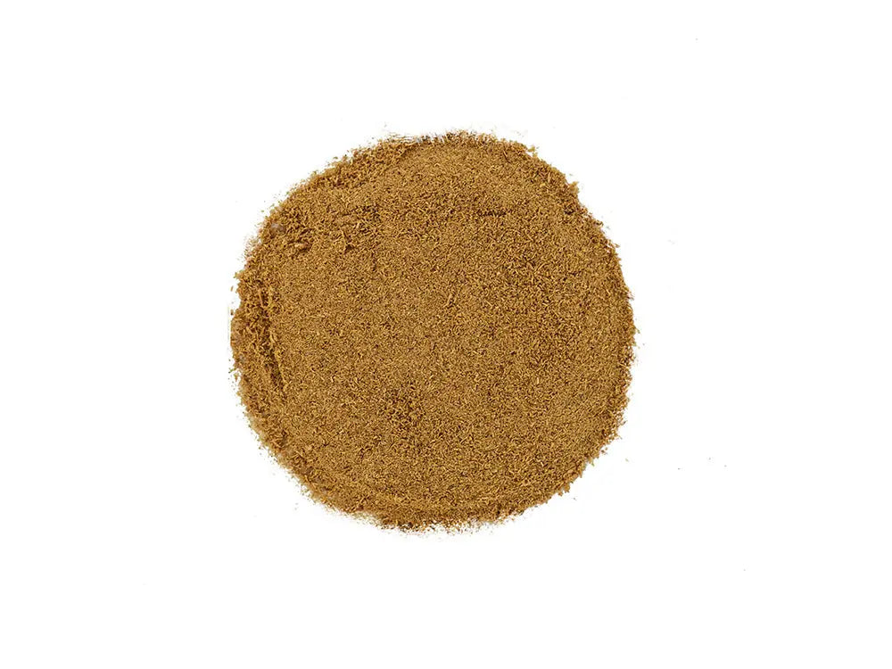 Australian white sandalwood natural incense powder in circular shape on white background