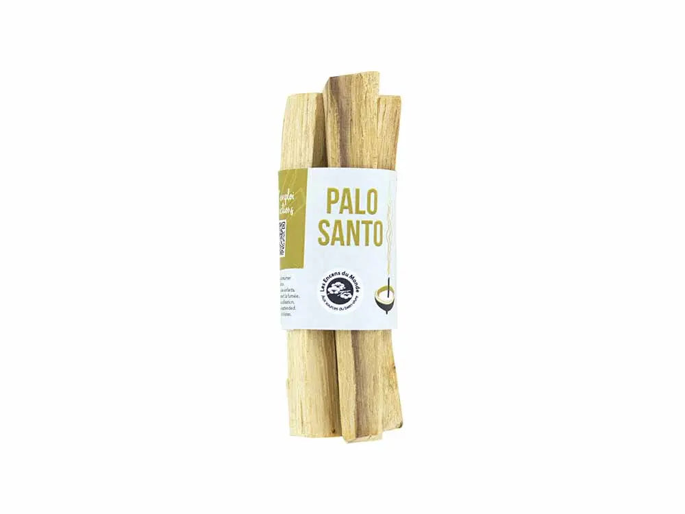 Bundle of natural Palo Santo wood sticks with white label, for harmony and relaxation rituals