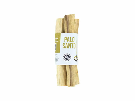 Bundle of natural Palo Santo wood sticks with white label, for harmony and relaxation rituals