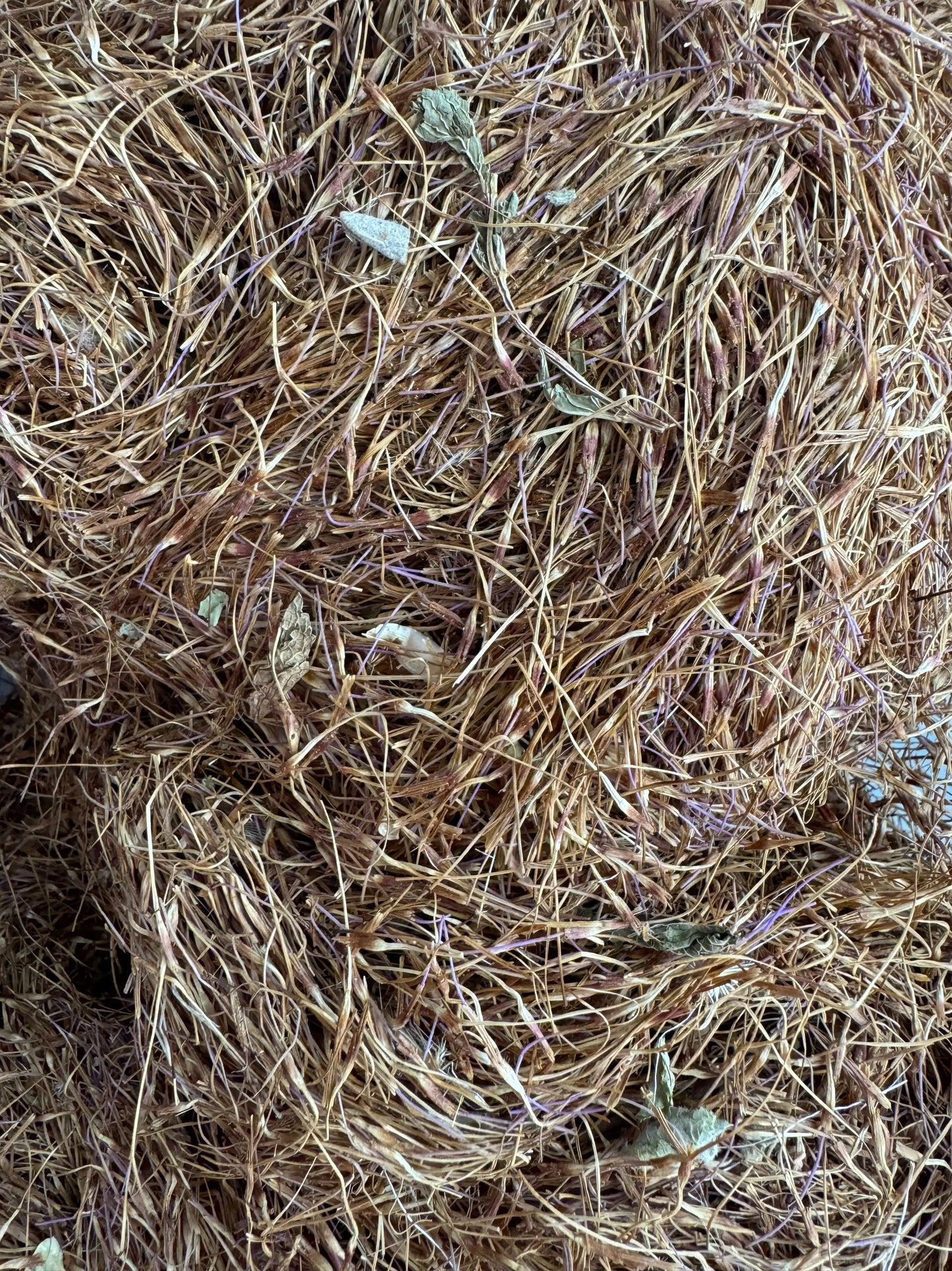 Dried Heka herb from Morocco, showing natural straw-colored fibers with scattered green leaves, 30g traditional hek product