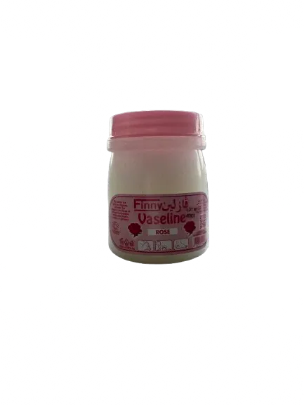 Finny Rose Vaseline 125g jar with pink cap and Arabic text on white jar showing product branding and information