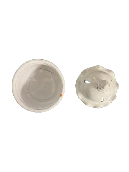 Majmar bleu traditional ceramic incense burner shown in white, featuring bowl base and decorative lid with ventilation holes