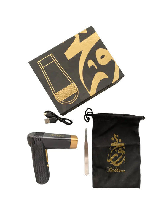 Brûle-encens portable électronique - coffret avec chargeur usb - noir et doré - brûleur THE ORIENTAL HERBORIST