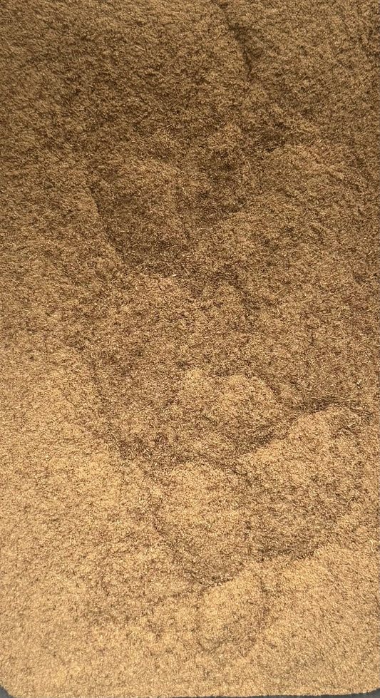 Fine brown powder of Rose de Jericho (Chajarat Maryam) showing natural texture and consistent ground consistency
