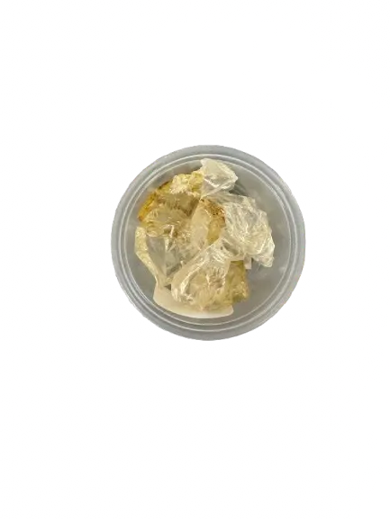 Ma el guelil traditional Moroccan amber crystals in clear glass jar, 20g of ma l glil aromatic resin top view