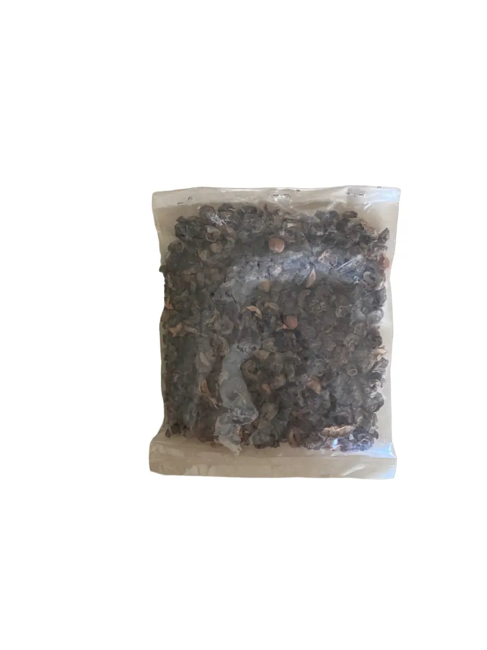 Amladj - 50g dried dark berries from Sultanate of Oman in clear plastic packaging, traditional Middle Eastern superfood with small round fruits showing natural texture and color variation