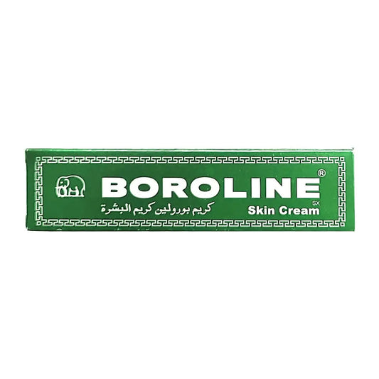 Boroline Skin Cream 20g in green packaging with white text and decorative border, featuring elephant logo