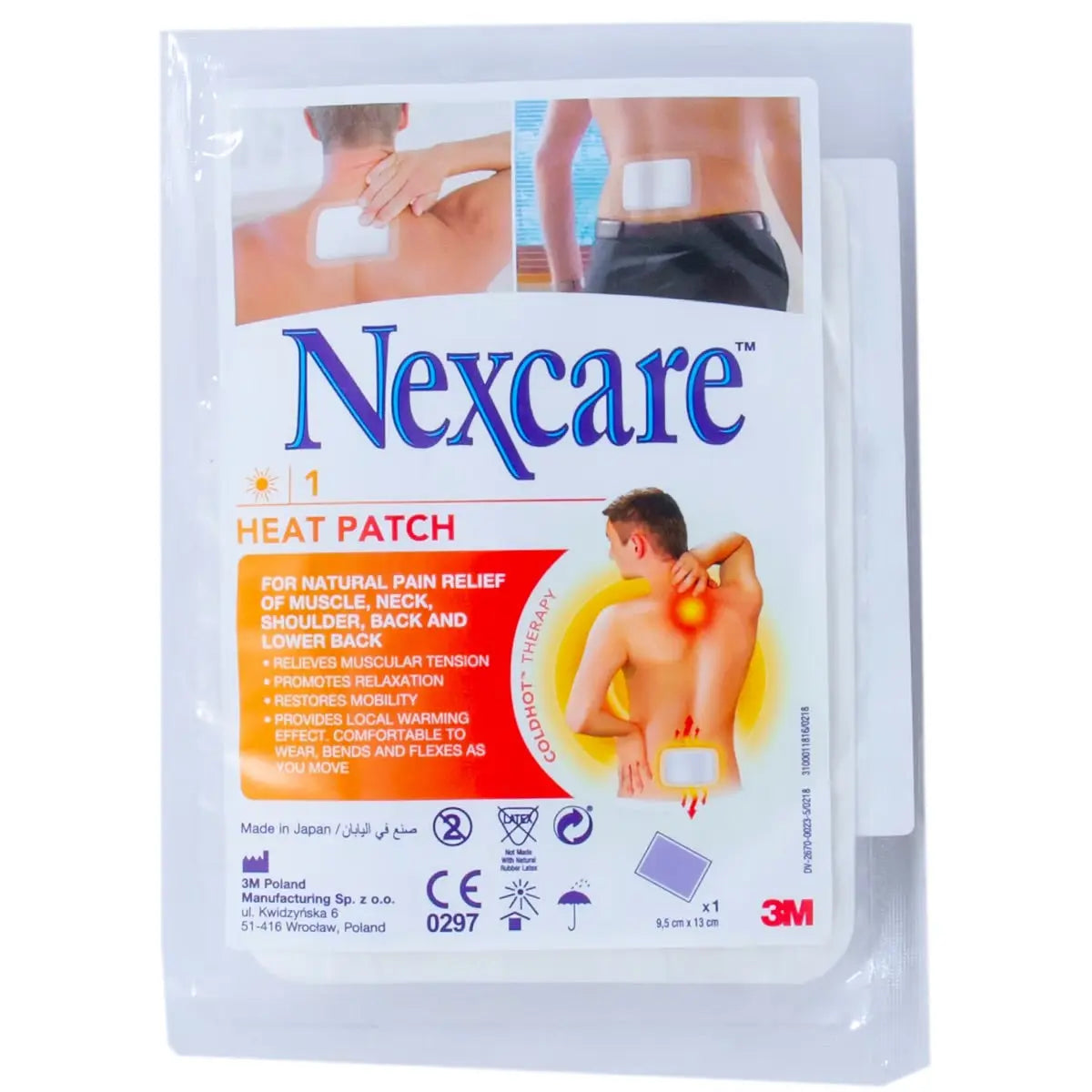 Nexcare Heat Patch 1 pc - pain relief adhesive patch for muscle, neck, shoulder and back pain with therapeutic warming effect