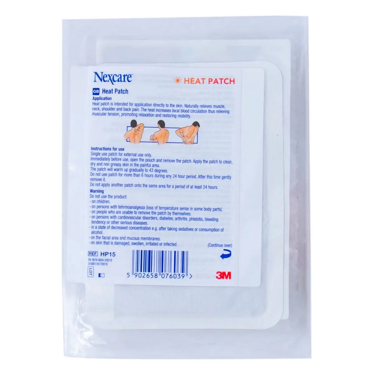 Nexcare Heat Patch 1 pc - Single adhesive heat therapy patch in white packaging with instructions and product information