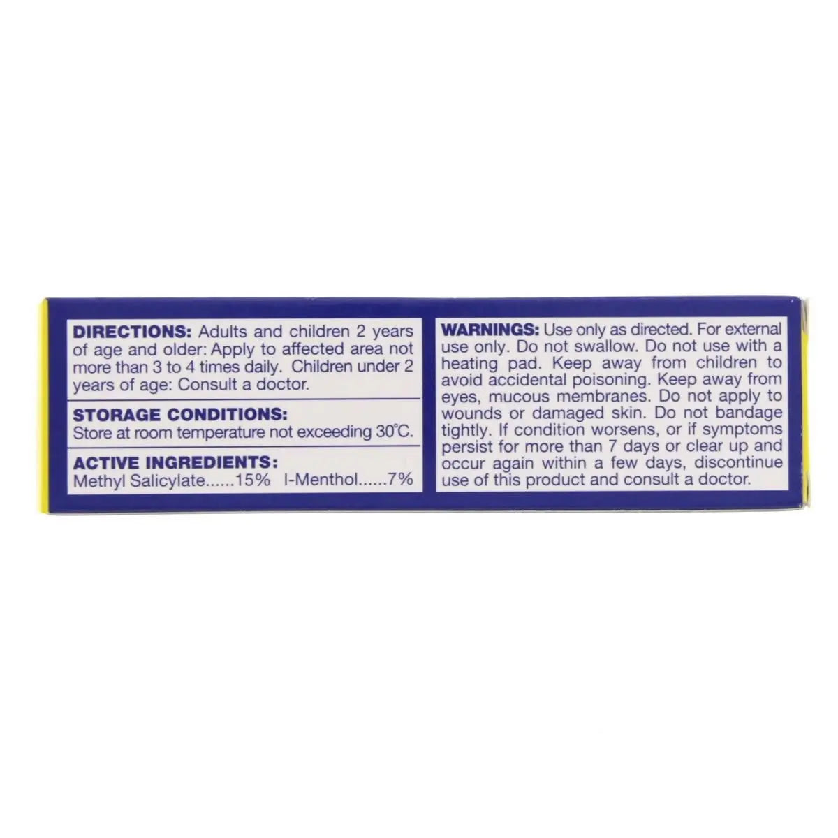 Salonpas topical analgesic gel 30g product information label showing directions, storage conditions and active ingredients list