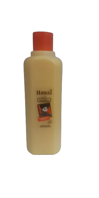 Hawaii detangling hair balm conditioner in cream-colored bottle with orange cap and vintage-style logo design