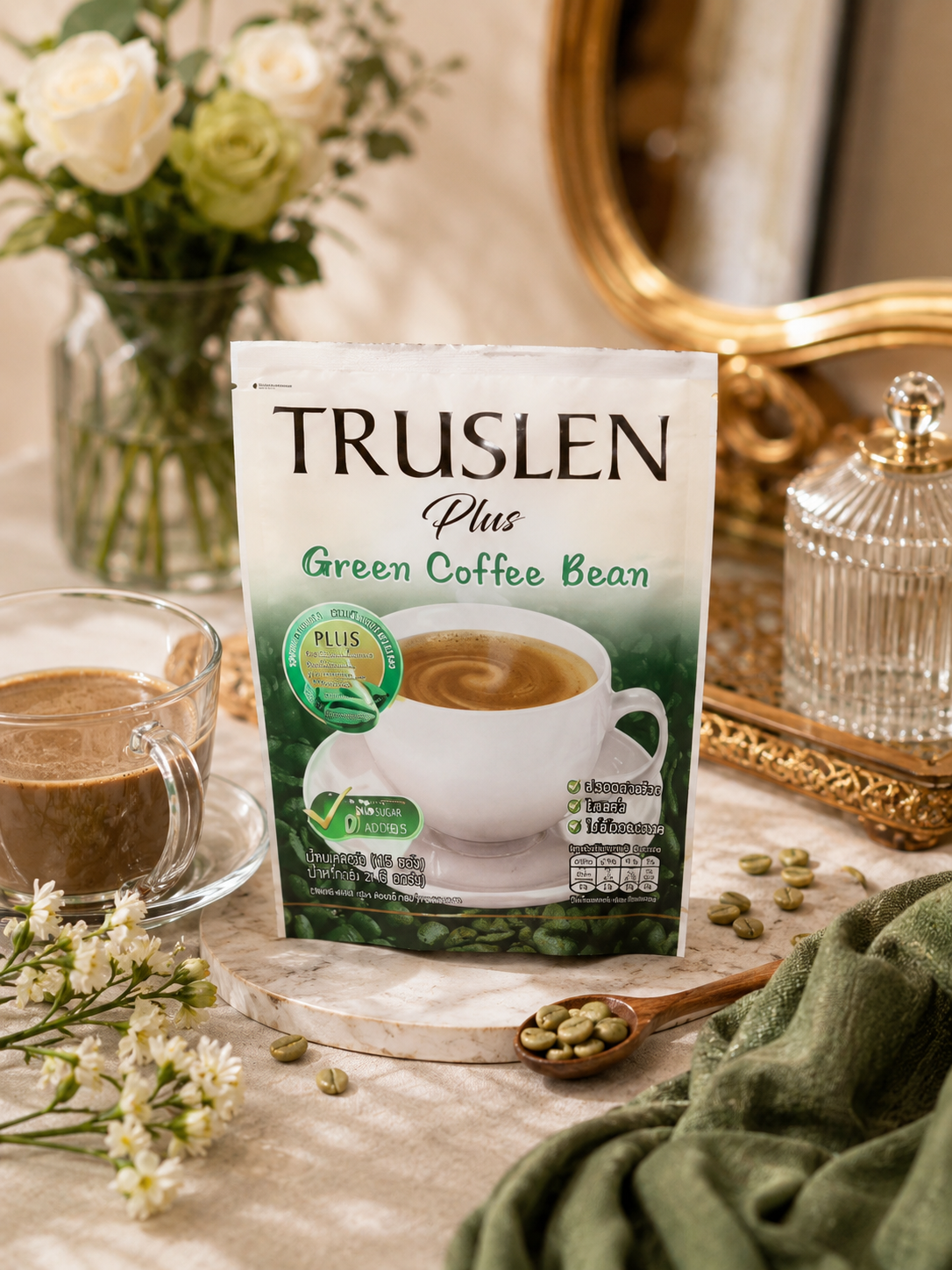 TRUSLEN Plus Green Coffee Bean – Café Vert Instantané | Boisson Bien-être | Sans Sucre Ajouté