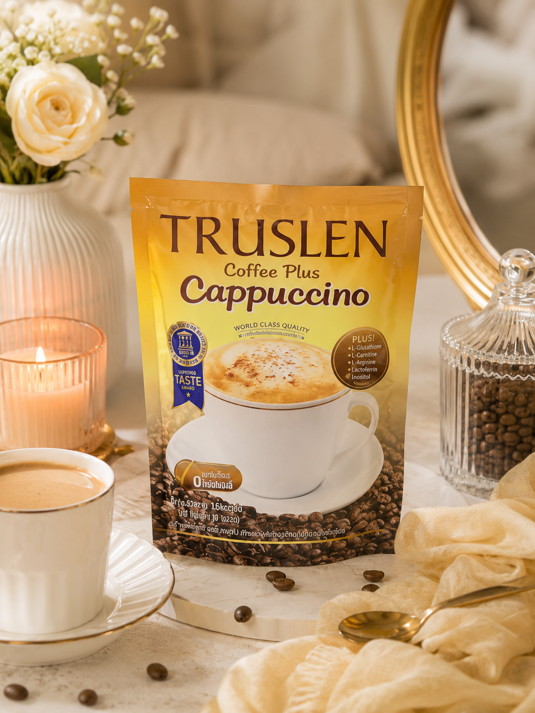 TRUSLEN Coffee Plus كابتشينو – كابتشينو فوري فاخر | مشروب العافية | عبوات فردية