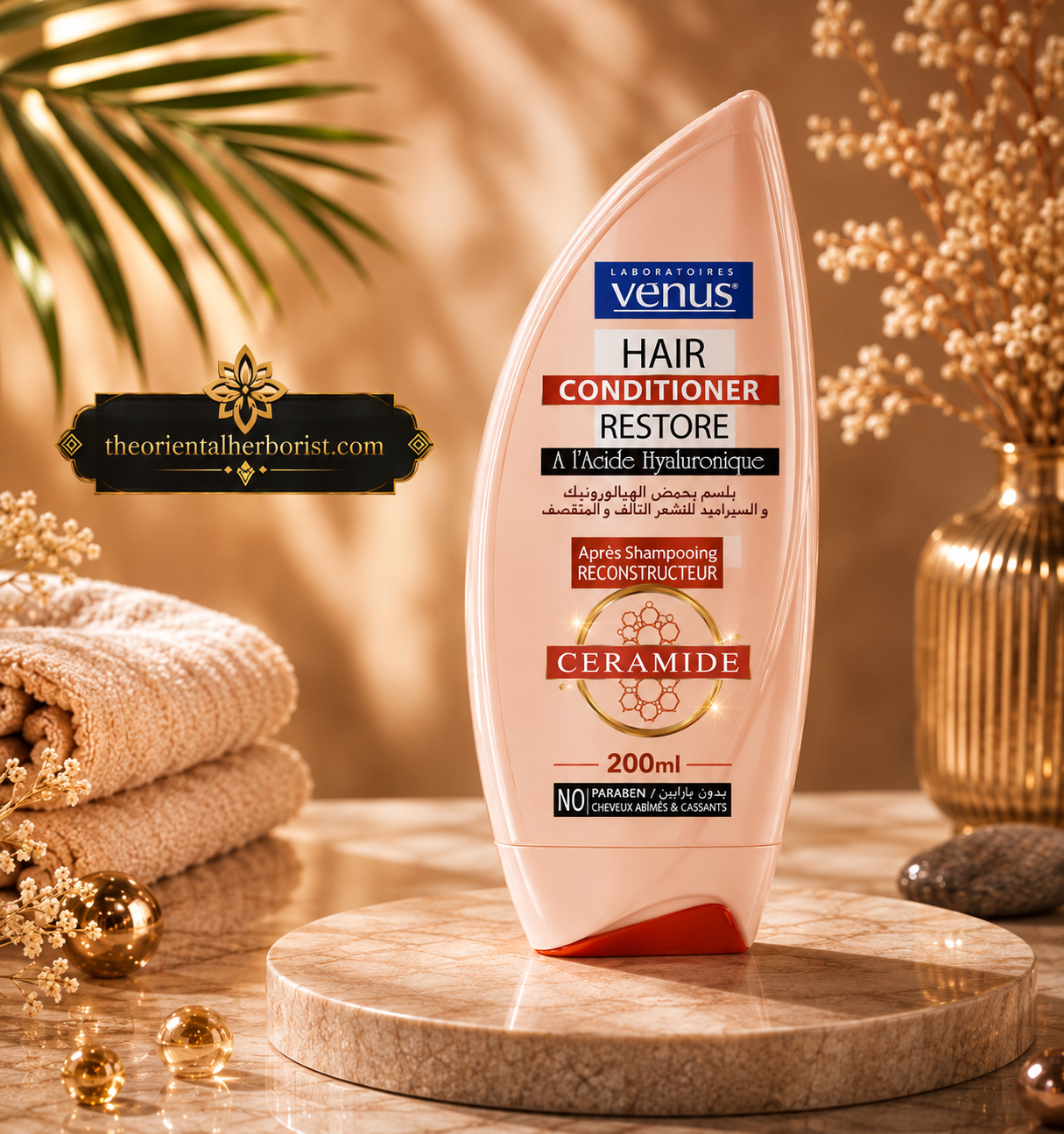 Après-Shampoing Sans Parabène à l’Acide Hyaluronique & Céramide – Cheveux Abîmés – 200 ml