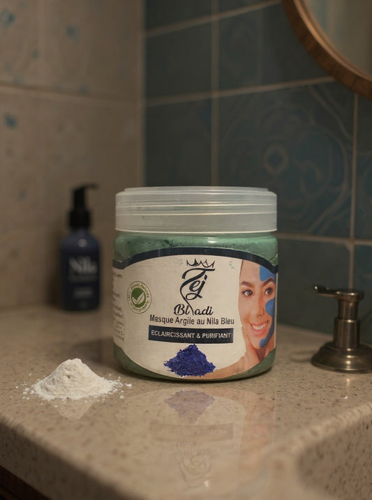 Blue nila clay mask - 250g - indigo - lightening and purifying - cleansing exfoliating face mask - قناع الطين بالنيلة الزرقاء