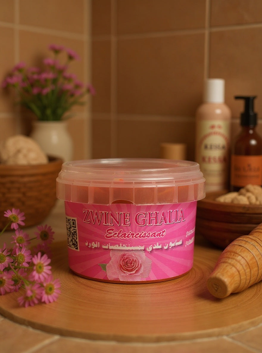 Savon noir beldi à la rose - saboune beldi - 250g