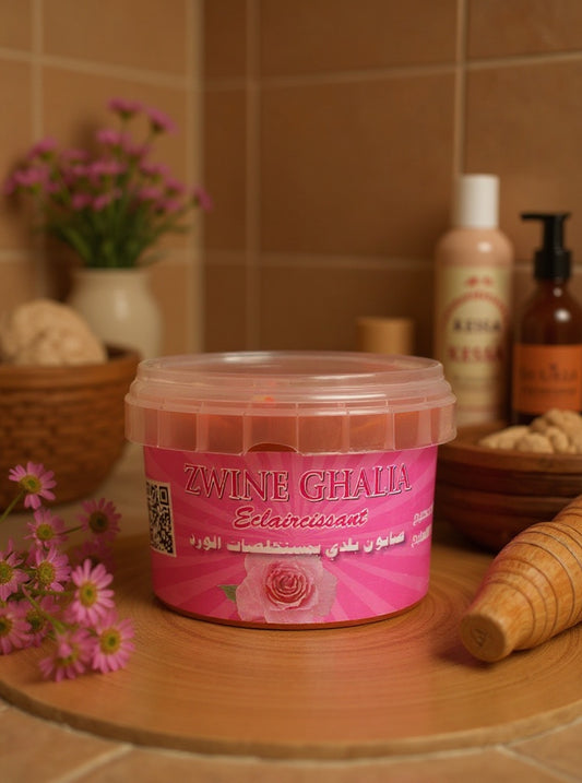 Savon noir beldi à la rose - saboune beldi - 250g