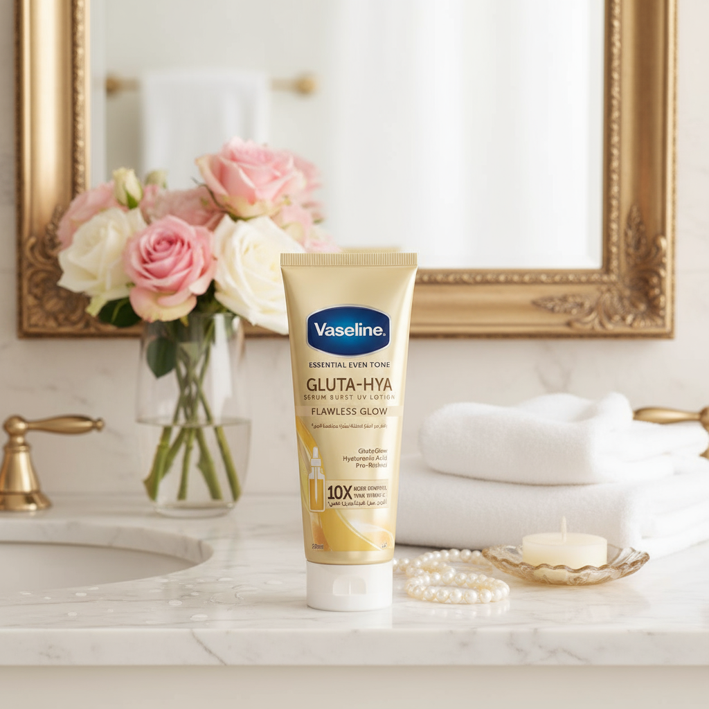 Vaseline Essential Even Tone Gluta-Hya Flawless Glow Serum Burst UV Lotion 200 ml