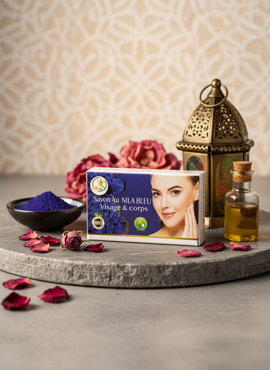Nila zarka soap - natural - skin lightening, luminosity, purification - صابون النيلة الزرقاء