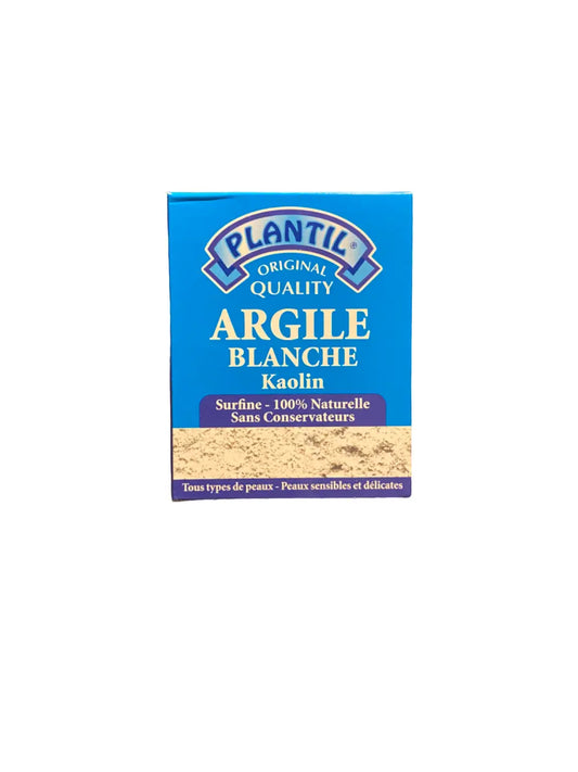 Plantic Argile Blanche Kaolin white clay powder in blue packaging - 100g natural facial mask for sensitive skin, preservative-free skincare treatment made with pure kaolin clay for all skin types
