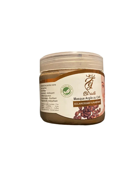 Masque argile au café - éclaircissant et purifiant - soin visage - exfoliant nettoyant - extrait 100% naturels - قناع الطين بالقهوة THEORIENTAL HERBORIST