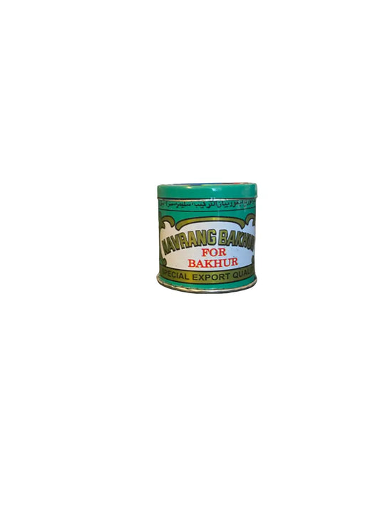 Afioune - 3afioune 25g small pot in green cylindrical tin container with traditional Bakhur label featuring white and gold accents, suitable for traditional Middle Eastern incense use