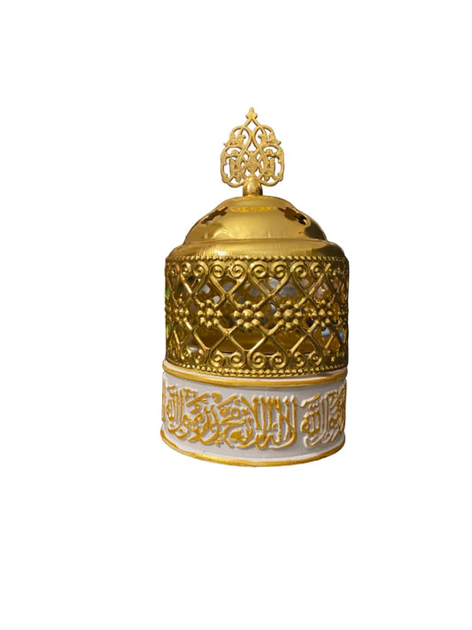 Brûle-encens oriental blanc - finition dorée - ramadan 2023 - arabe - مجمر مبخر أبيض THEORIENTAL HERBORIST