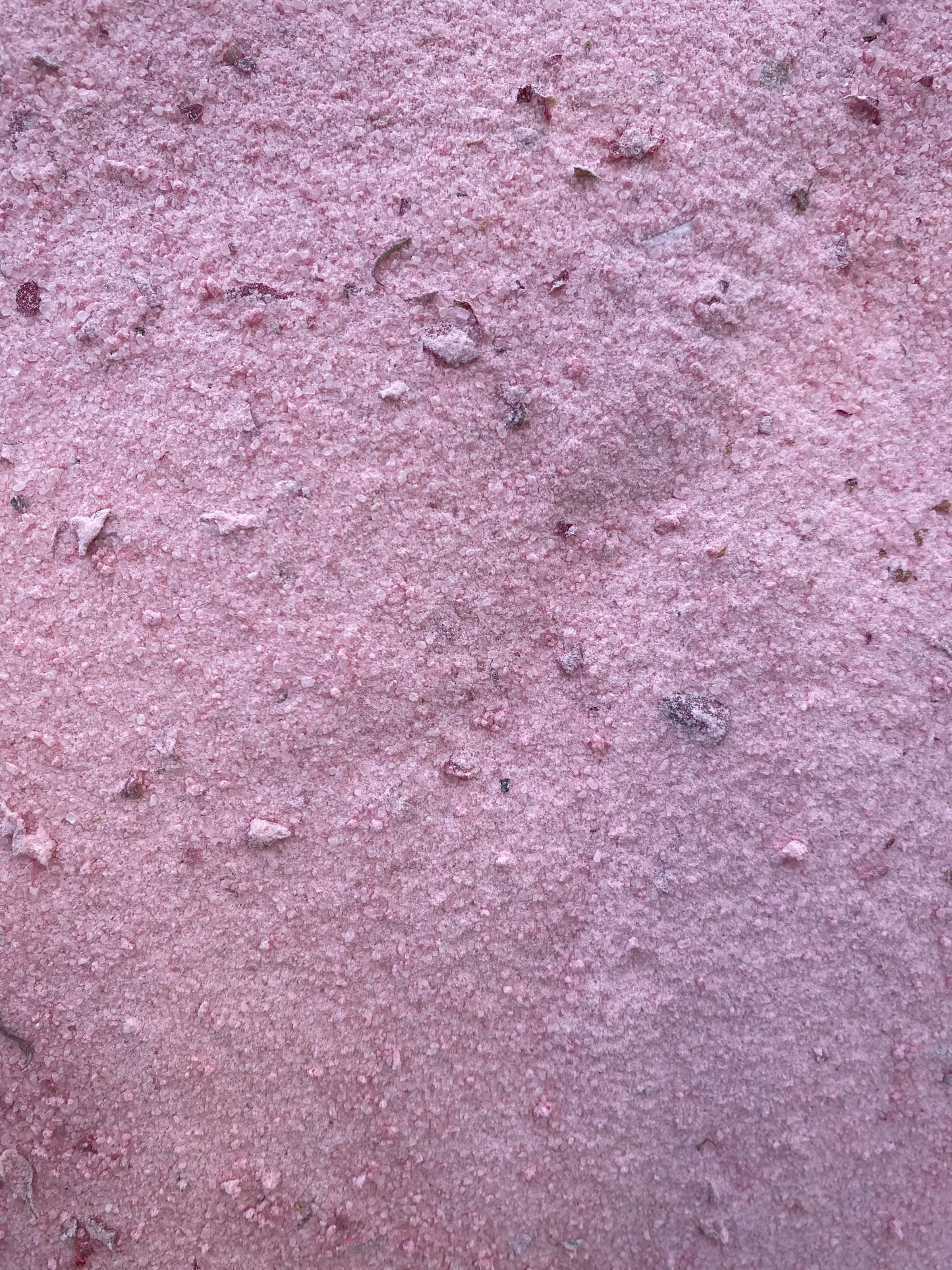 Turkish rose tea powder blend, fine pink granulated texture with small flower particles for relaxing sweet infusion