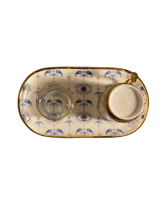 Tasse à café turc - evil eye - ensemble sous tasse, verre et tasse THEORIENTAL HERBORIST