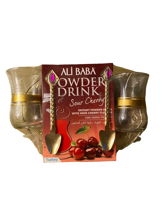 Thé instantané turc saveur griotte - Ensemble 3 pièces - set thé avec verres - poudre instantanée cerise griotte theoriental herborist