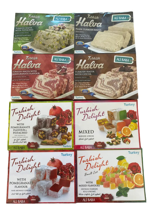 Coffret cadeau de halva et loukoums turcs - 2 set de 4 boites - gateaux bonbons friandises orientale theoriental herborist