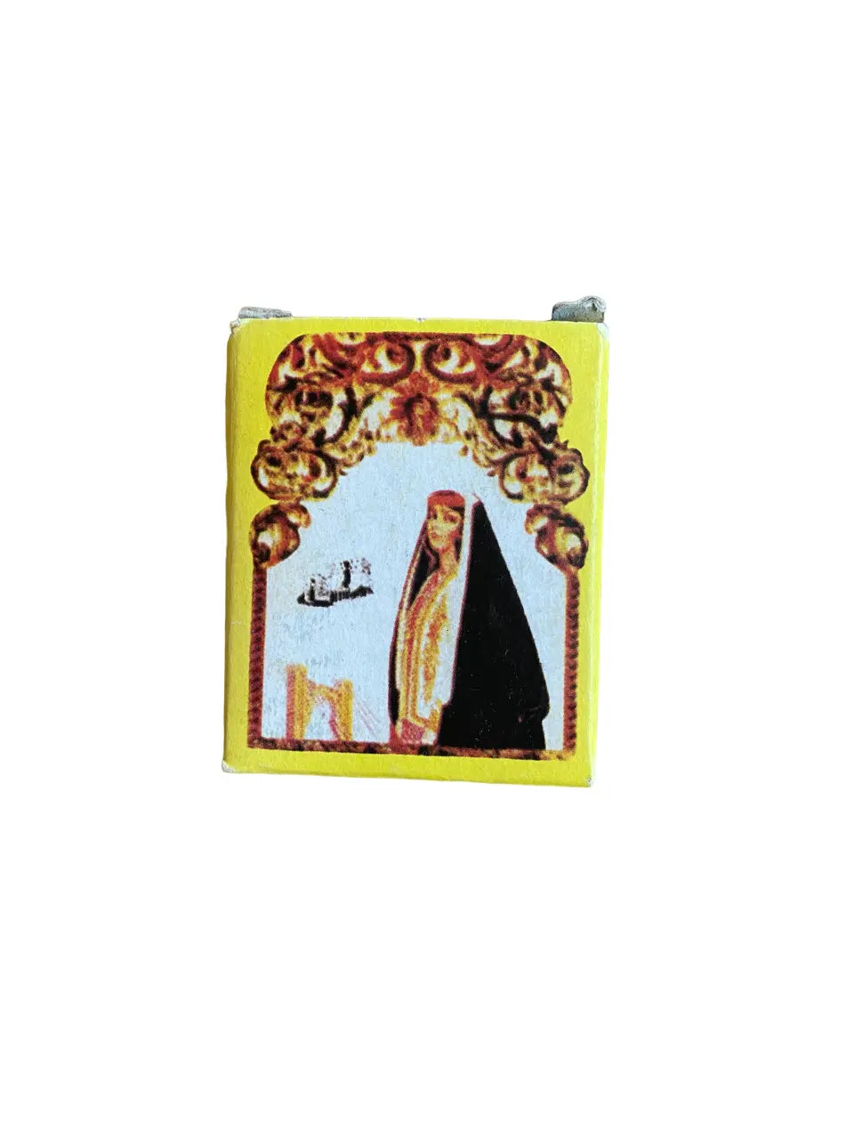 Arabi kizi cream original yellow box featuring traditional Middle Eastern decorative arch design with ornate brown scrollwork and illustration of a figure in traditional dress against light blue background. Turkish beauty product Bint el Arab skin brightening cream packaging.