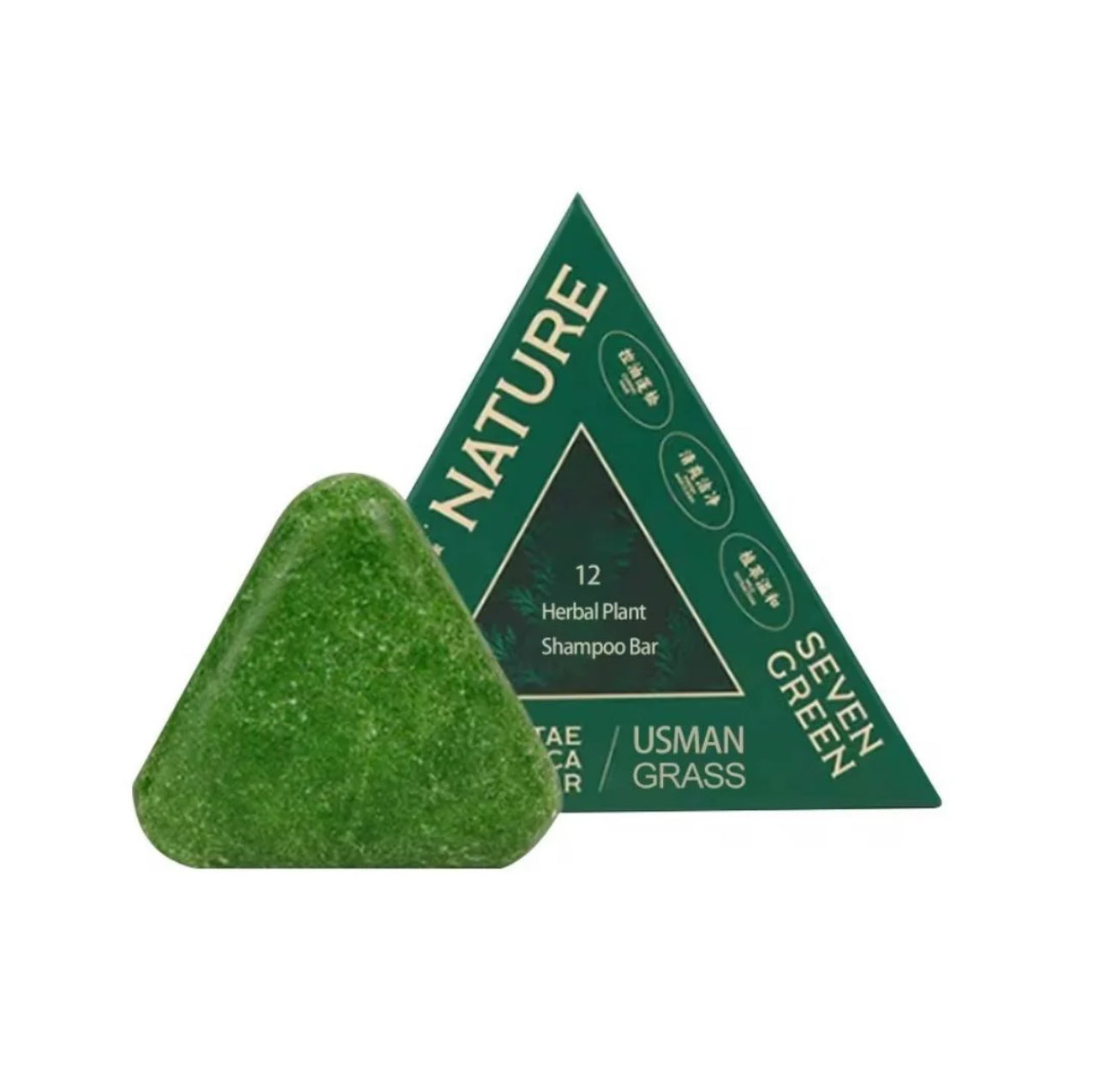 Sabonete natural - Seven green - Usman Grass - Barra de shampoo de 12 plantas medicinais - anti queda de cabelo