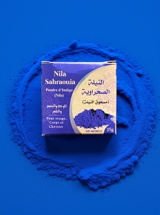 Nila sahraouia - 15g - poudre d’indigo - pour visage, corps et cheveux - 100% naturelle - نيلة صحراوية