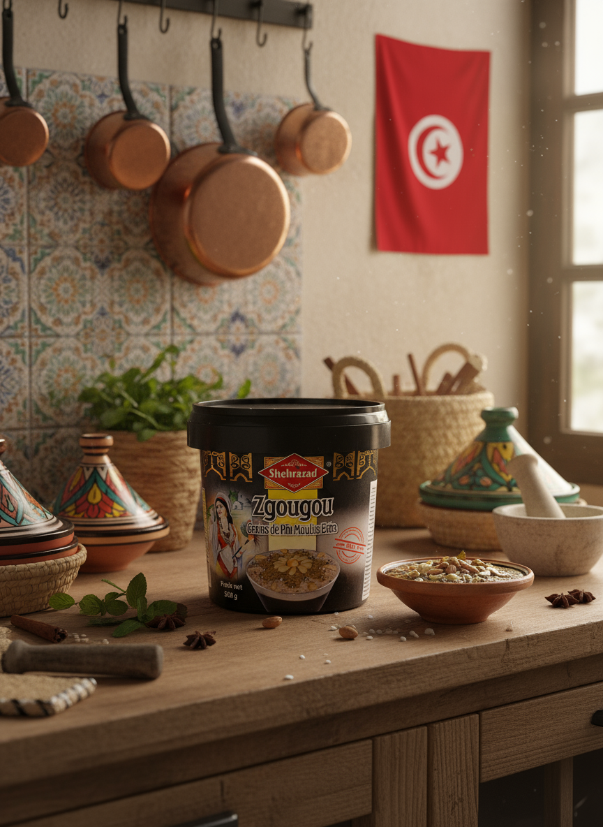 Pâte de zgougou tamisée - 500g - made in Tunisia - zgogou - عجين الزقوقو مصفى - grains de pin moulus extra