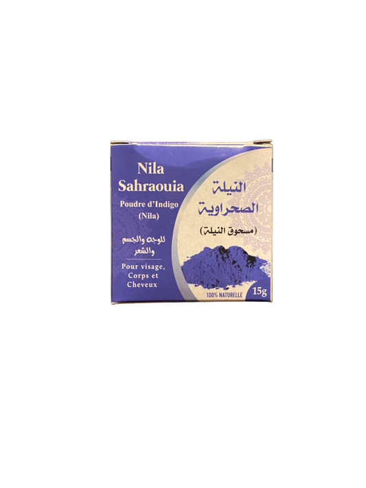 Nila sahraouia - 15g - poudre d’indigo - pour visage, corps et cheveux - 100% naturelle - نيلة صحراوية