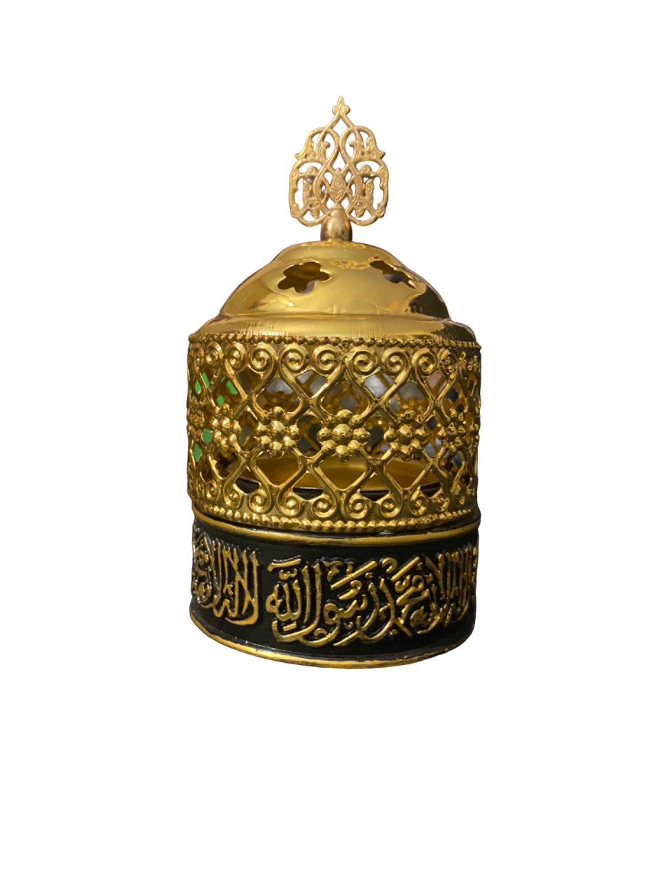 Schwarzer orientalischer Weihrauchbrenner – Gold-Finish – Ramadan 2023 – Arabisch – مجمر مبخر أسود