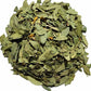 Dried Sidr leaves (Ziziphus) in circular pile, traditional Islamic herbal remedy for roqya and skin care, 50g package