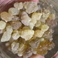 Frankincense Male Oliban crystals in glass jar, natural pale yellow resin pieces for purification and protection